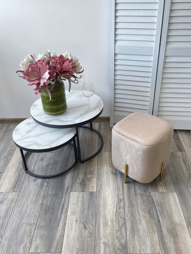 Пуф для гостиной ARES BLUVEL-40 BEIGE / GOLD М-City фото 5