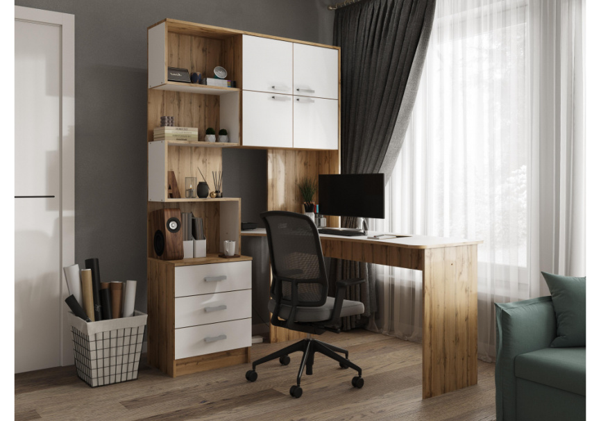 Компьютерный стол Ганор правый дуб вотан / белый фото 2