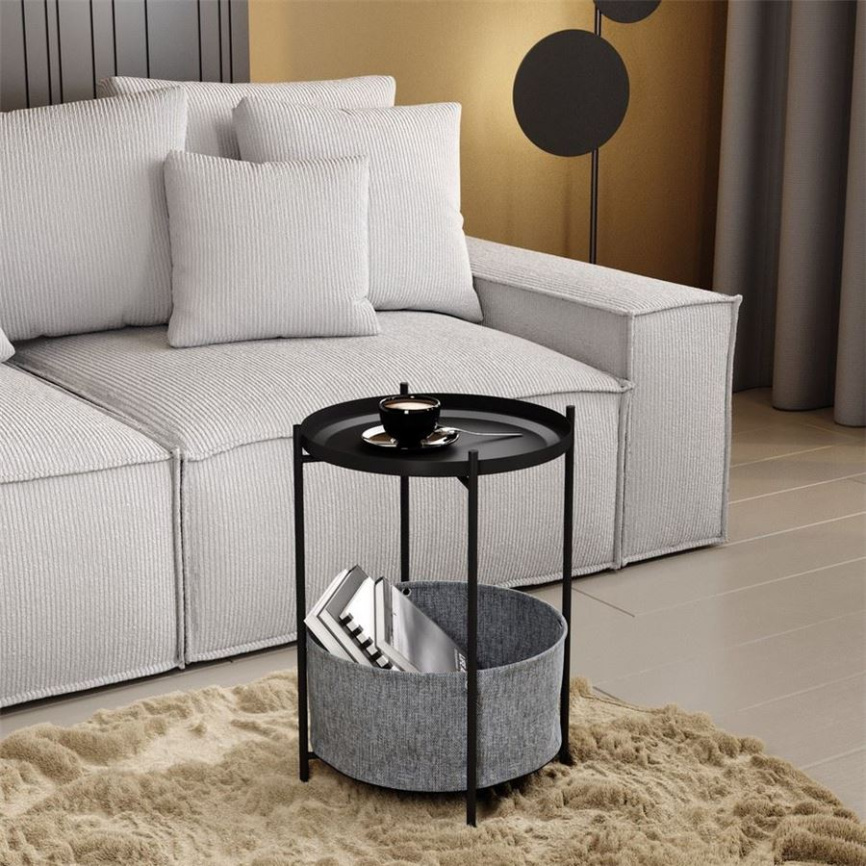 Стол журнальный "Берген" (рогожка 82/39, черный муар) фото 5