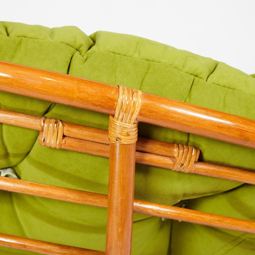 Кресло-качалка Папасан/Papasan (W 23/01 B) /с подушкой/ 115х78х104см, коньячный, флок олива, 23 фото 9