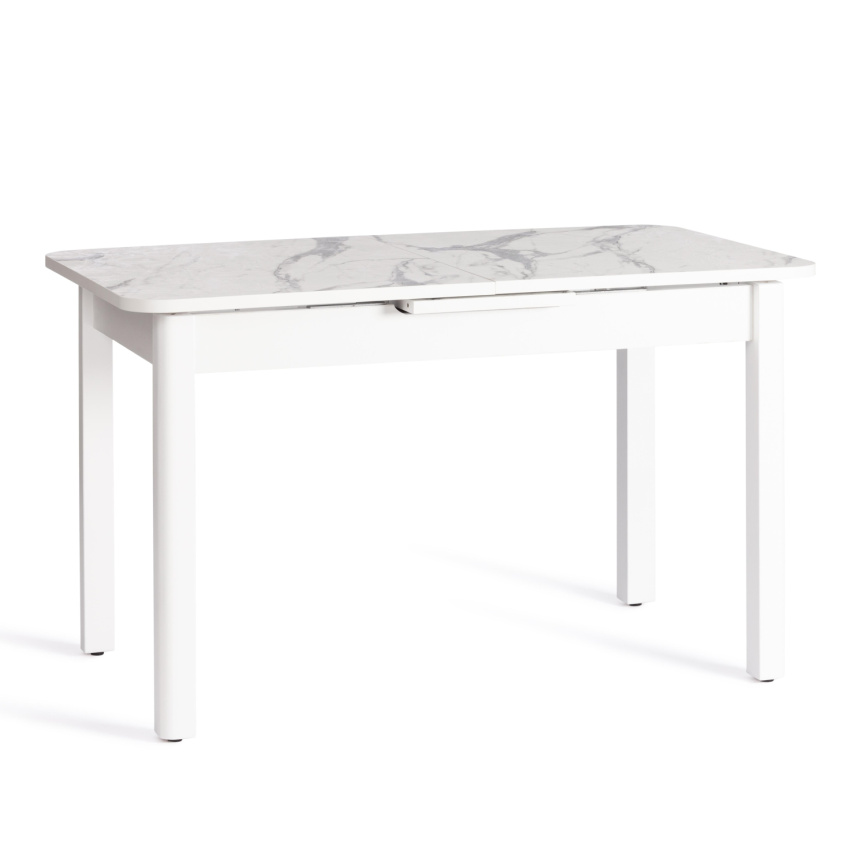 Стол обеденный раздвижной Алигери/Aligery ЛДСП/HPL/опора-массив березы, 130-160х75х75см, мрамор свет фото 1
