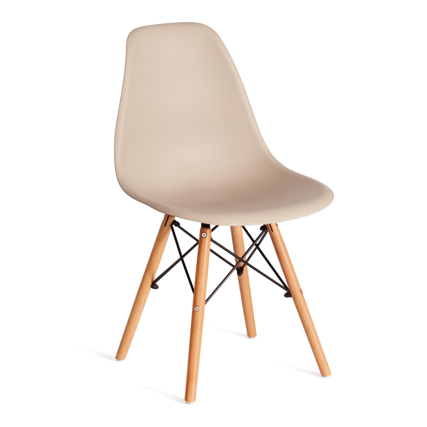 Стул CINDY (EAMES) (mod. 1801) дерево бук/металл/сиденье пластик, 45x51x82 см, Beige (Бежевый)  фото 1