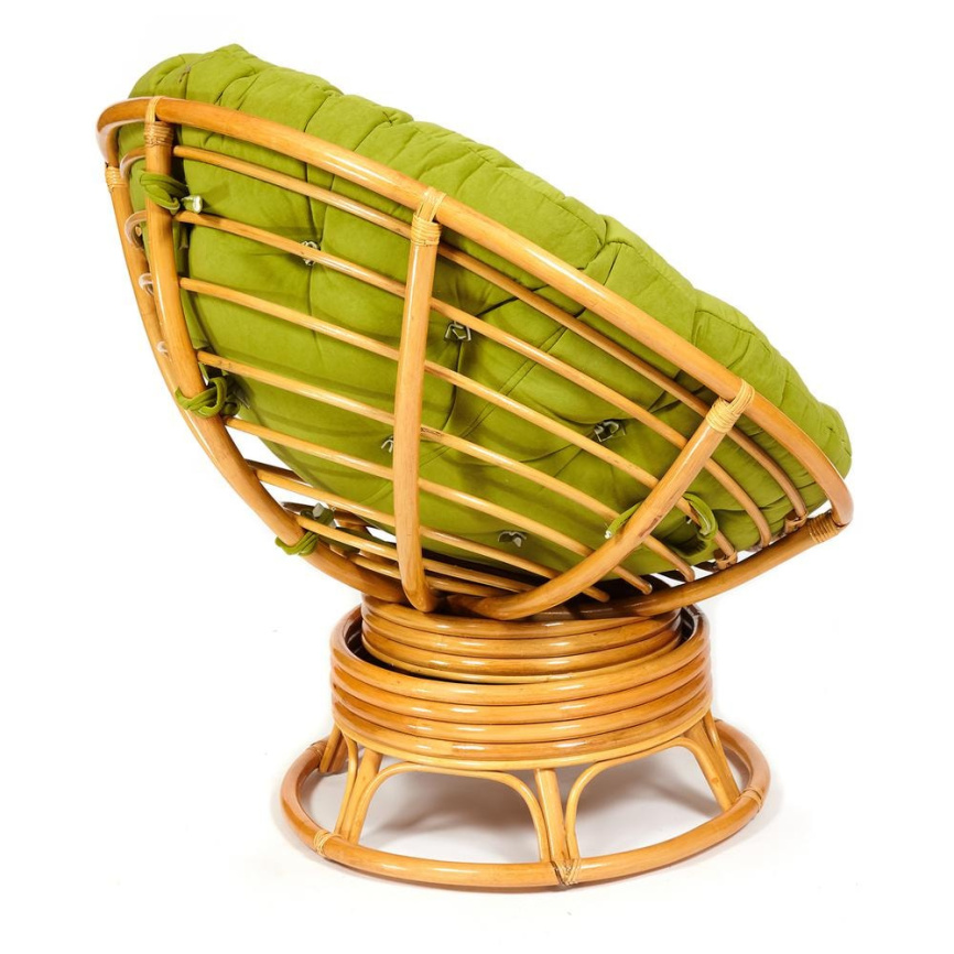 Кресло-качалка Папасан/Papasan (W 23/01 B) /с подушкой/ 115х78х104см, медовый, флок олива, 23 фото 4
