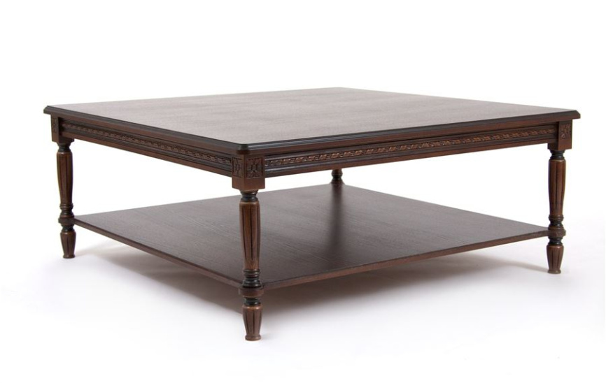 Стол журнальный "Луиджи-16" (110х110хН45) темный орех+патина темная) фото 3