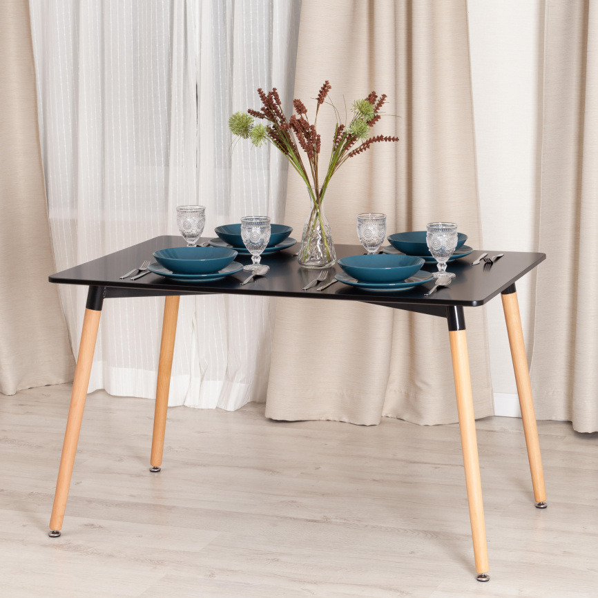 Стол Джон/John (мод.T1001) МДФ/дерево, 120х80х75см, черный/натуральный  фото 5