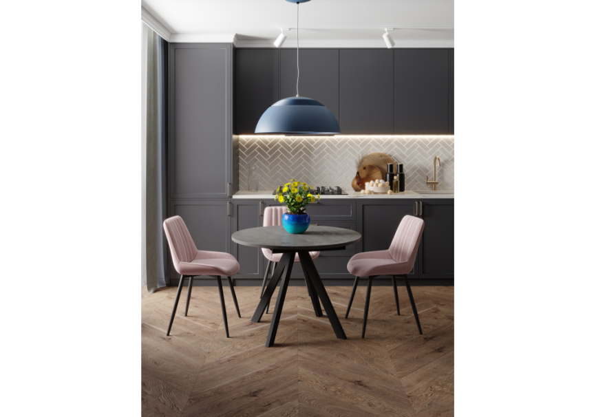 Стол деревянный Трейси 90(120)х90х75 бетон / черный фото 2