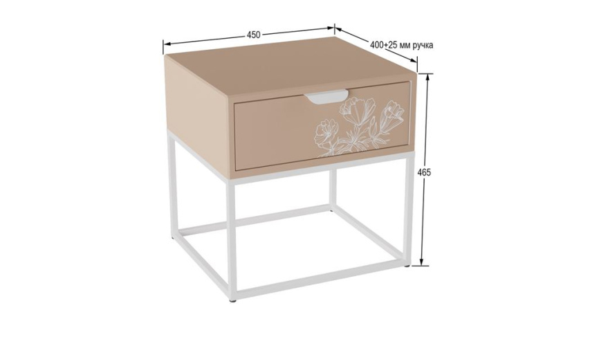 Тумбочка прикроватная "Дрим" (Пудра/Белый 7097283102) фото 2