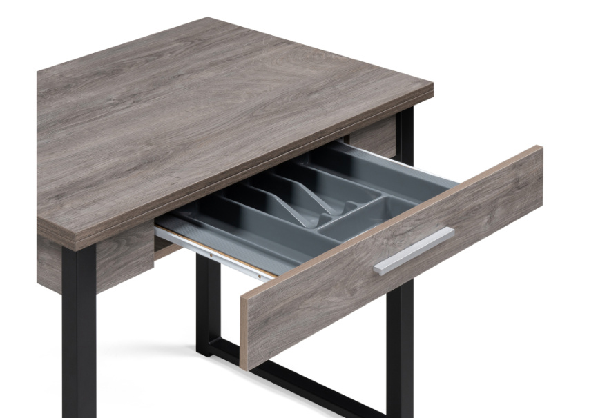 Стол деревянный Ибби 90(128)х64х77 рошелье / черный матовый фото 8