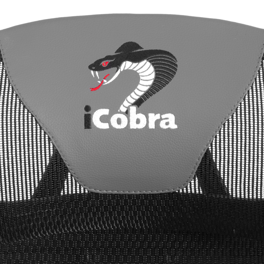 Кресло iCobra ткань / иск. кожа, черный / серый, 70х70х125 см фото 5