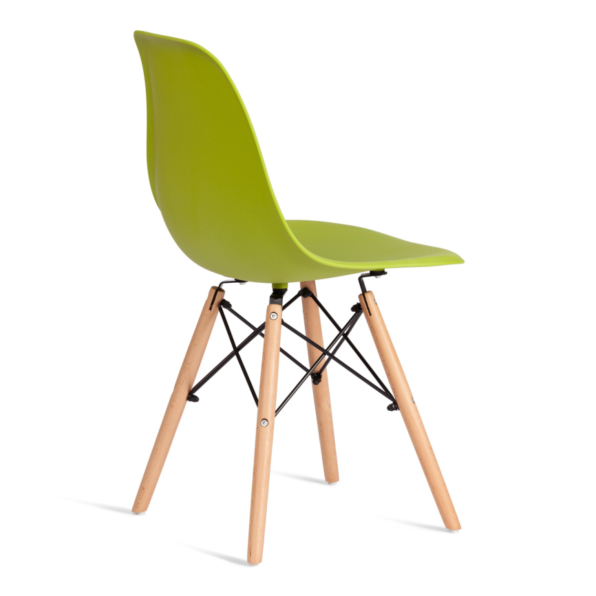 Стул CINDY (EAMES) (mod. 1801) дерево бук/металл/сиденье пластик, 45x51x82 см, Olive (оливковый)  фото 3