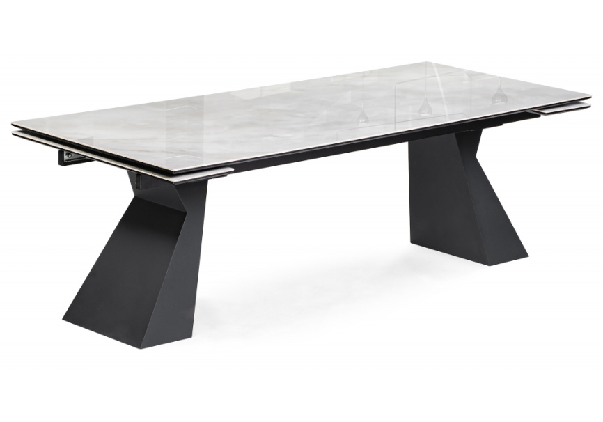 Керамический стол Денхольм 240(290)х100х75 rystal onyx bianco / черный фото 1