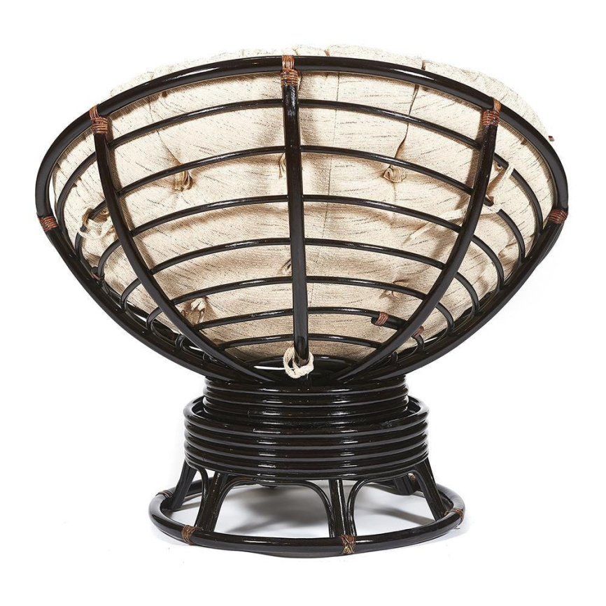 Кресло-качалка Папасан/Papasan (W 23/01 B) /с подушкой/ 115х78х104см, античный черно-коричневый, тка фото 9