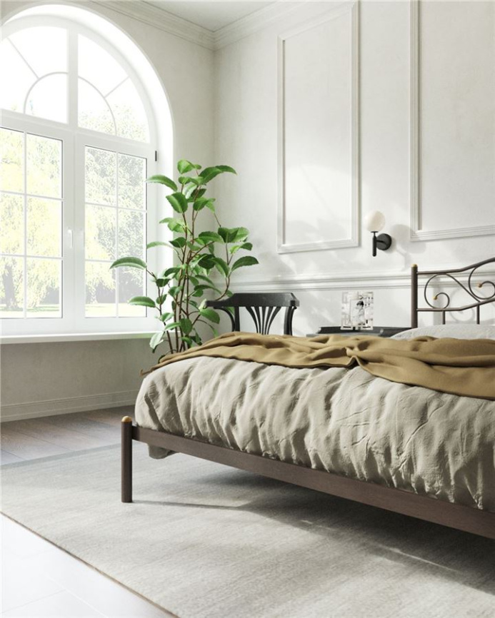 Кровать "Глэдис" без изножья (140х200/ноги металл/цвет Коричневый бархат) фото 5