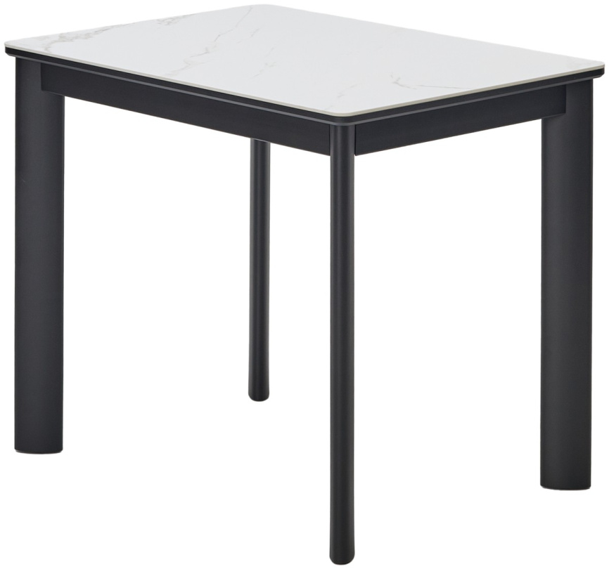 Стол ТЕТ-А-ТЕТ 90 цвет Белый мрамор, керамика / Черный каркас фото 2