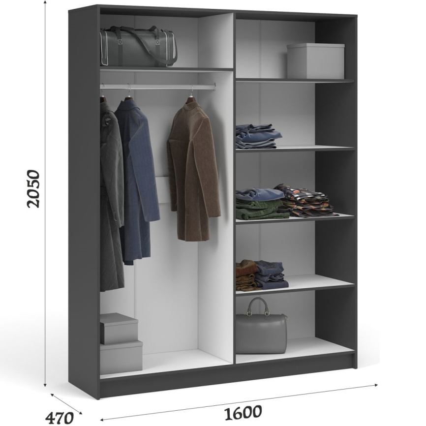 Шкаф «Чикаго» 4д Антрацит/Белый фото 7