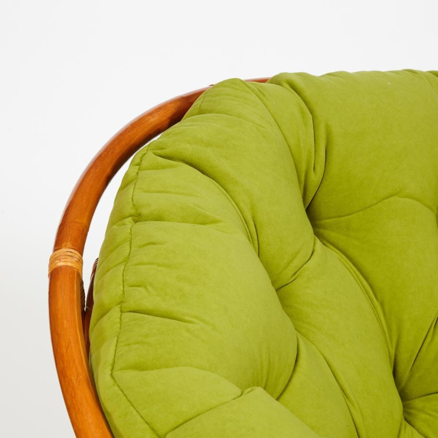 Кресло-качалка Папасан/Papasan (W 23/01 B) /с подушкой/ 115х78х104см, коньячный, флок олива, 23 фото 6