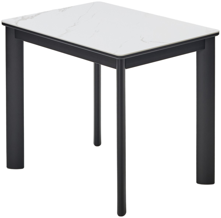 Стол ТЕТ-А-ТЕТ 90 цвет Белый мрамор, керамика / Черный каркас фото 1