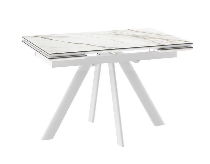 Cтол с керамическим покрытием JACK-120 (CALAKATTA GOLD ST CER/Белый) 120(30+30)х80 фото 1