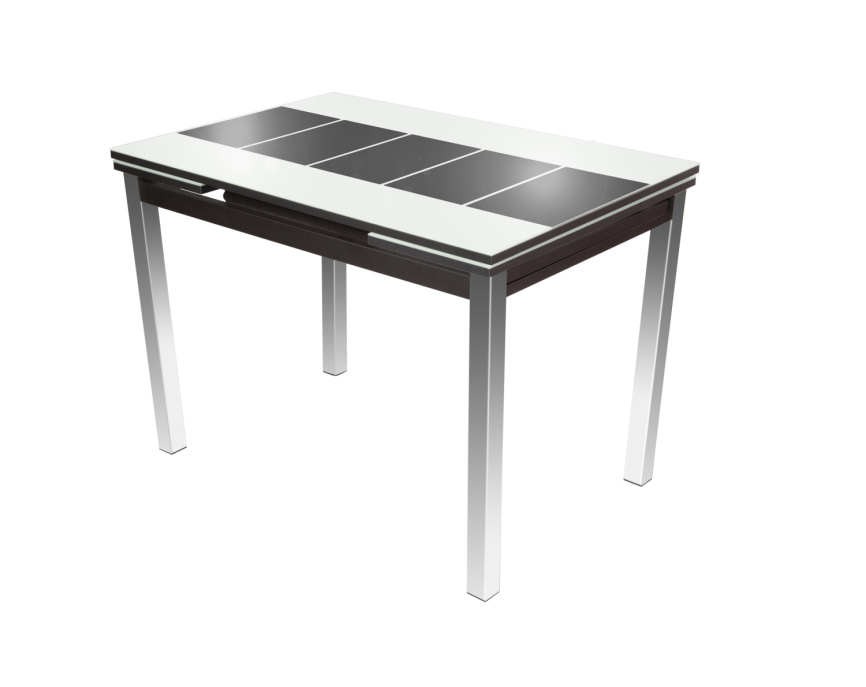 Стол Шанхай Каре, Черный муар/Стекло белое/Рисунок черный фото 1