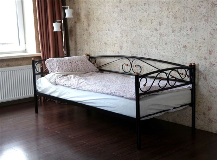 Кушетка Оптима Люкс (90х200/металлическое основание) Черный фото 3