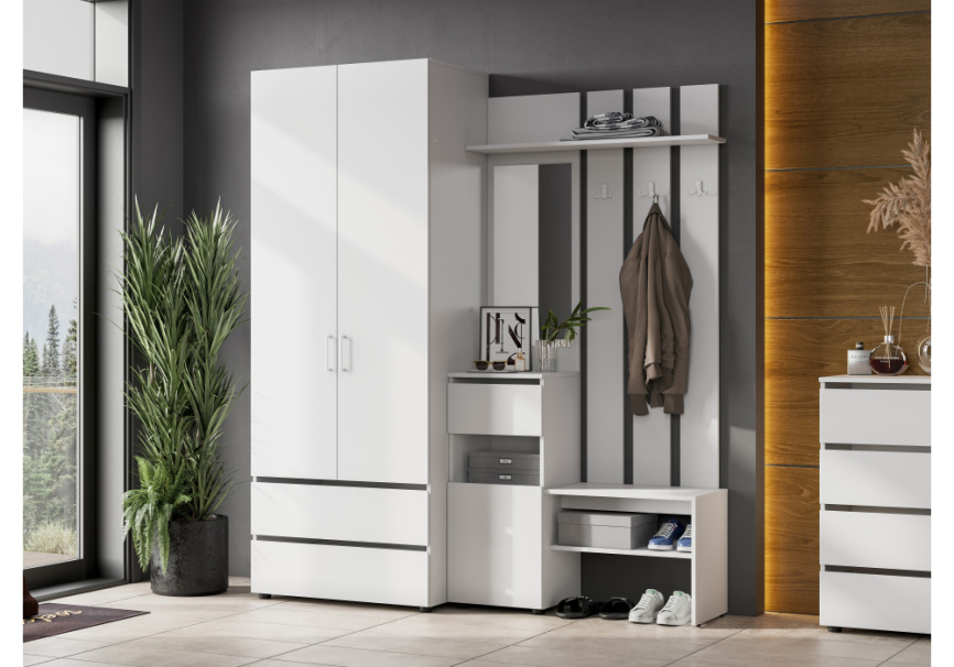 Шкаф двухстворчатый Валенсия белый текстурный фото 3