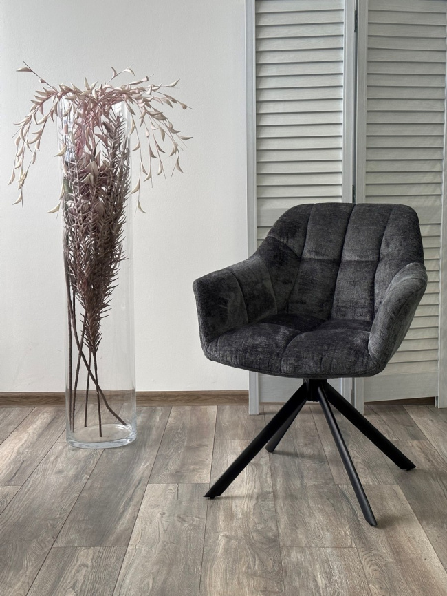 Стул ARVA 180 град. поворот. с возвратом, DAVIS HARMONY-90 Тем-серый, шенилл / Черный, ®DISAUR фото 5