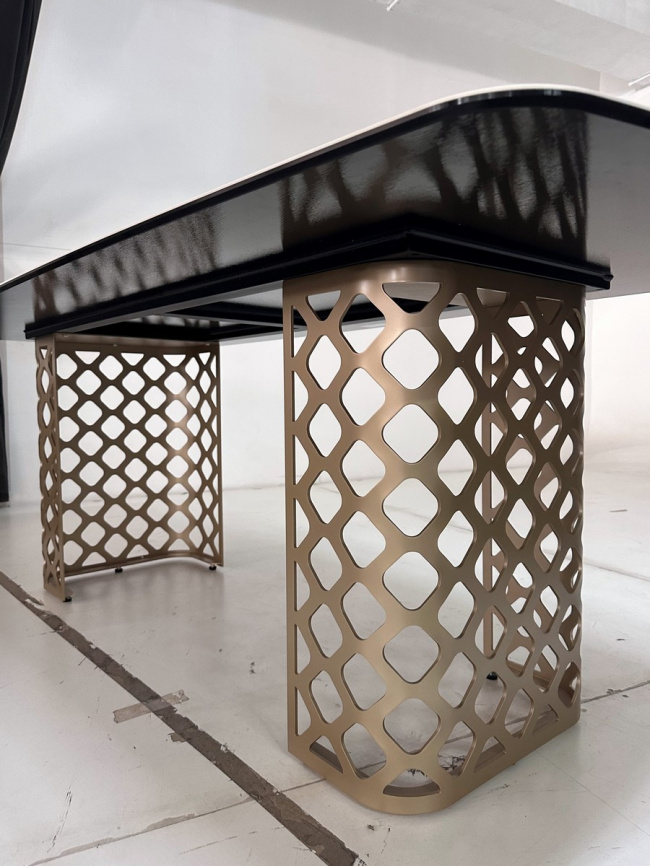 Стол CHIAVARI 220 KL-188 Контрастный мрамор матовый, итальянская керамика / Шампань, ®DISAUR фото 9