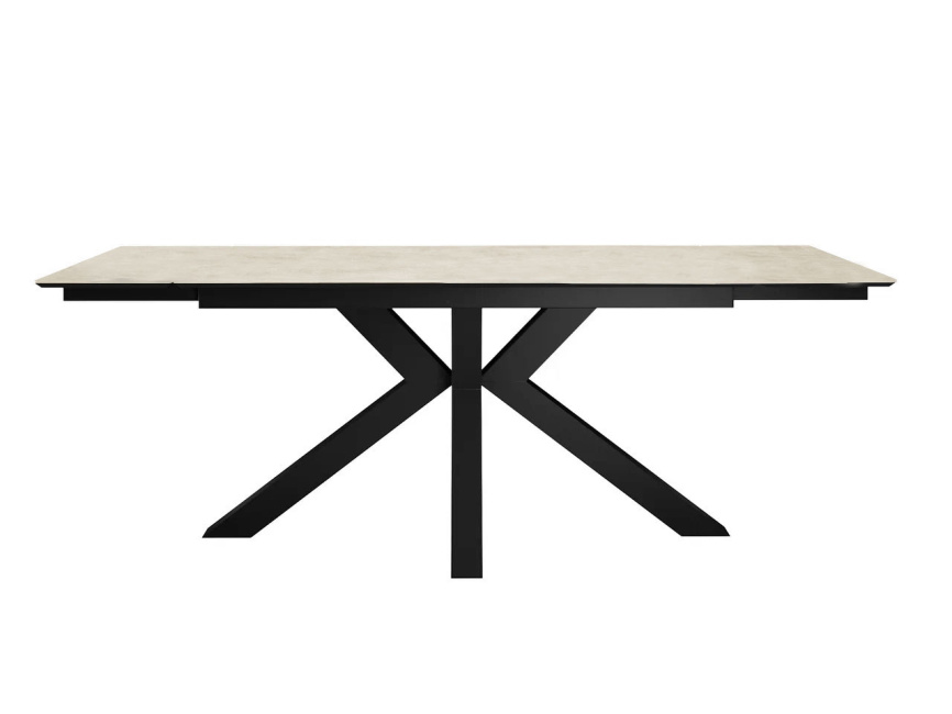 Стол DikLine SFE140 Керамика Krater Perla (бежевый матовый)/подстолье черное/опоры черные (2 уп.) фото 2