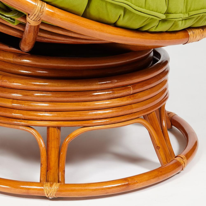 Кресло-качалка Папасан/Papasan (W 23/01 B) /с подушкой/ 115х78х104см, коньячный, флок олива, 23 фото 2