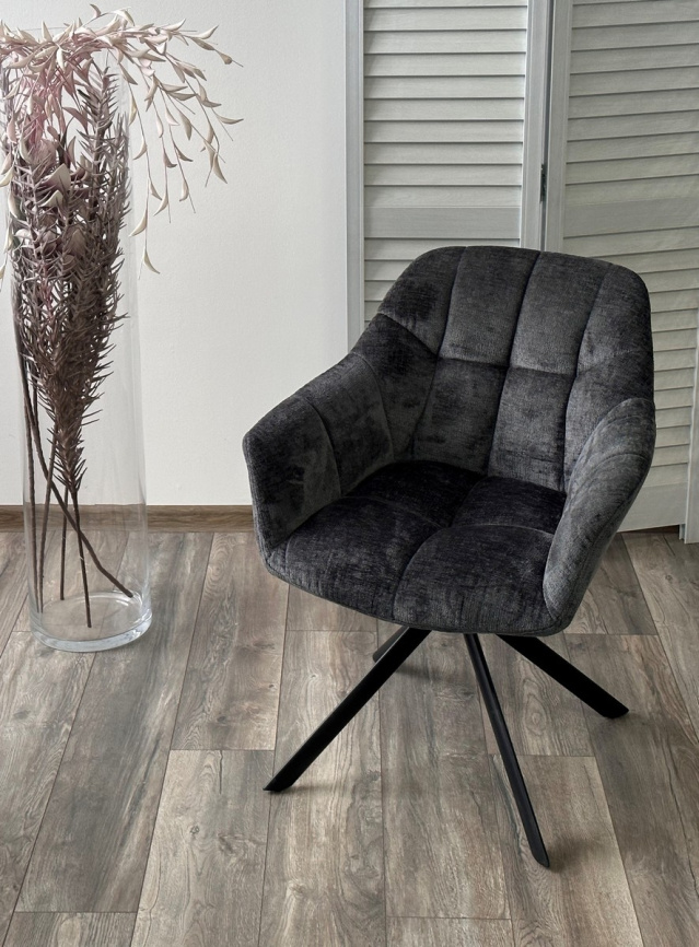 Стул ARVA 180 град. поворот. с возвратом, DAVIS HARMONY-90 Тем-серый, шенилл / Черный, ®DISAUR фото 6