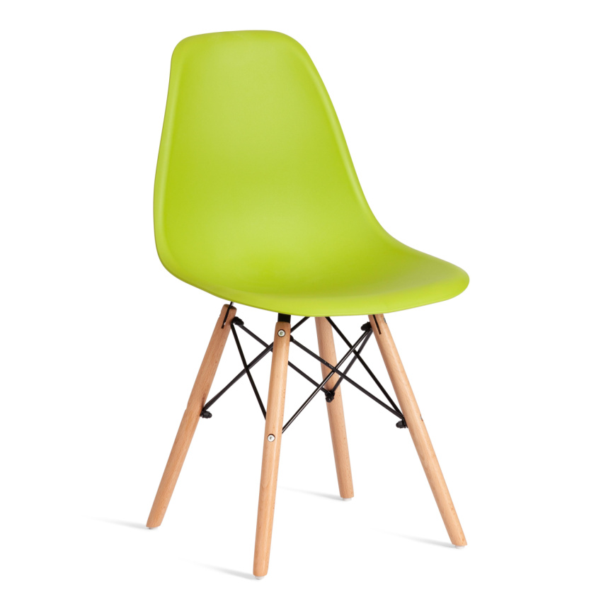 Стул CINDY (EAMES) (mod. 1801) дерево бук/металл/сиденье пластик, 45x51x82 см, Olive (оливковый)  фото 1