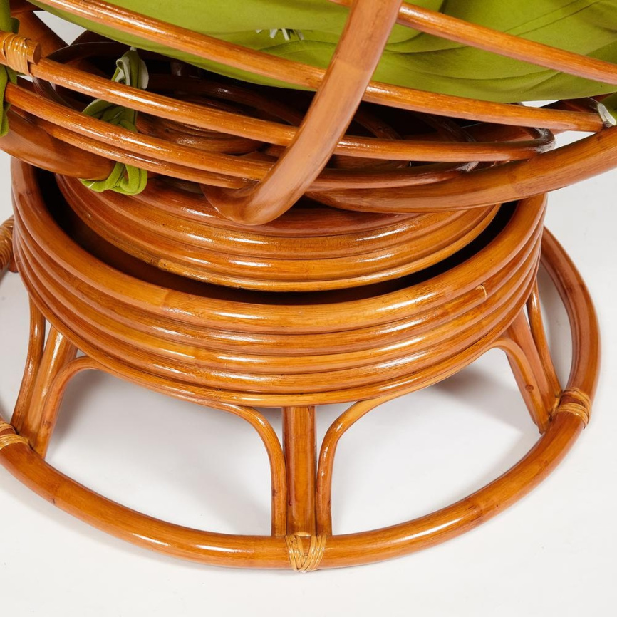 Кресло-качалка Папасан/Papasan (W 23/01 B) /с подушкой/ 115х78х104см, коньячный, флок олива, 23 фото 11