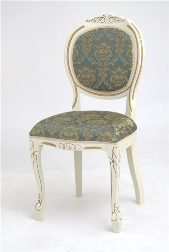Стул "Милорд №12" (Слоновая кость1013+патина золото/ткань Андрис бирюза Вензель) фото 2