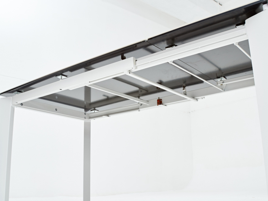 Стол CORNER 120 HIGH GLOSS STATUARIO керамика, стекло/ белый каркас, ®DISAUR фото 5