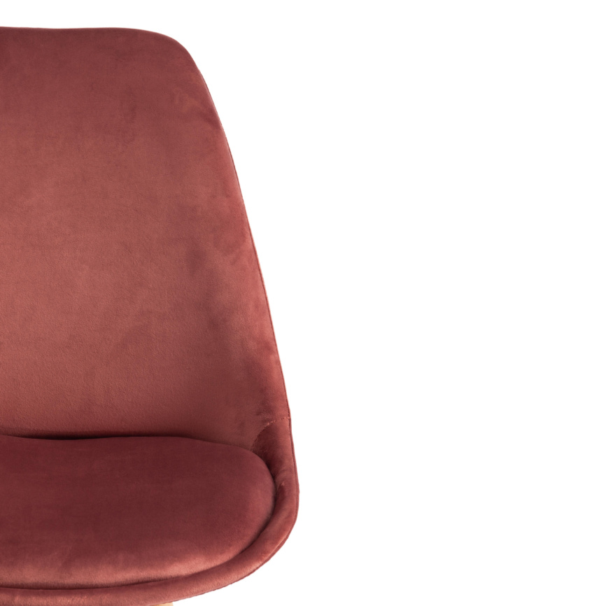Стул Тулип Софт/Tulip Soft (мод.74)/1 шт. в упаковке вельвет/дерево, 54х47х83см, коралловый /натурал фото 6