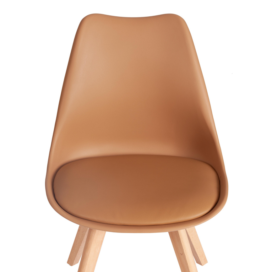 Стул TULIP (mod. 73-1) дерево/пластик/экокожа, 47,5x55x80 см, Бежевый (Latte)  фото 6
