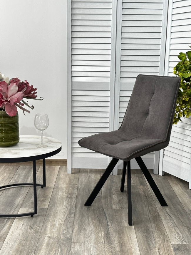 Стул БРОНКС (BRONX), 360 град. поворот. B28 Темно-серый, велюр / черный каркас фото 8