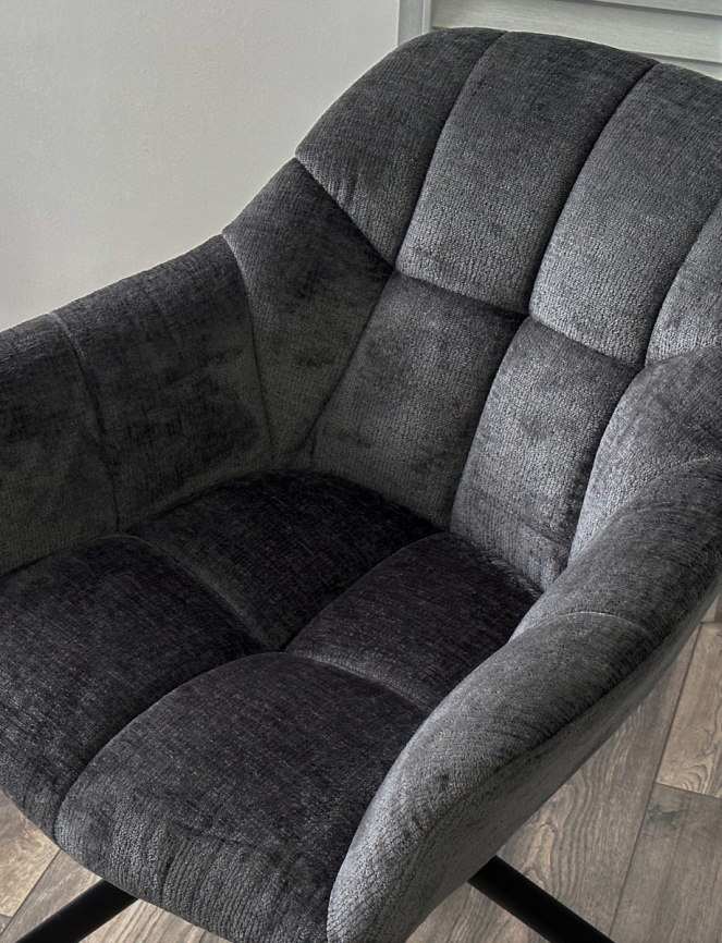 Стул ARVA 180 град. поворот. с возвратом, DAVIS HARMONY-90 Тем-серый, шенилл / Черный, ®DISAUR фото 4