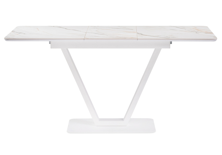 Керамический стол на тумбе Бугун 120(160)х80х77 белый мрамор с прожилками / белый фото 3