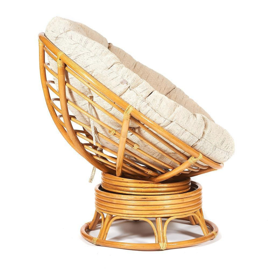 Кресло-качалка Папасан/Papasan (W 23/01 B) /с подушкой/ 115х78х104см, медовый, ткань старт фото 9
