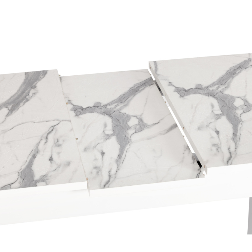 Стол обеденный раздвижной Алигери/Aligery ЛДСП/HPL/опора-массив березы, 130-160х75х75см, мрамор свет фото 9