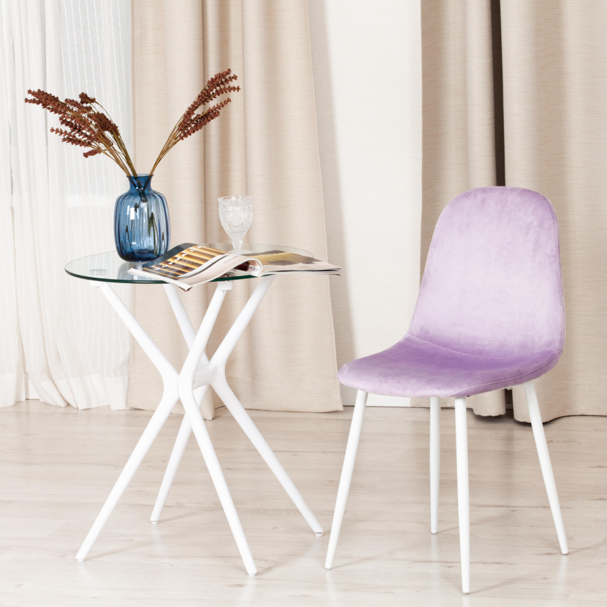 Стул Бриз/Breeze (мод.4724)/1 шт. в упаковке велюр/металл, 44х53х87см, светло-лавандовый (HLR26)/бел фото 5