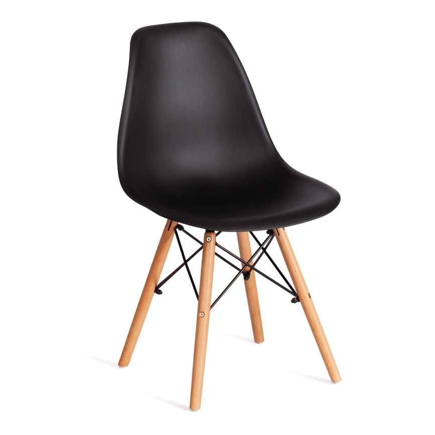 Стул CINDY (EAMES) (mod. 1801) дерево бук/металл/сиденье пластик, 45x51x82 см, Black (черный) фото 1