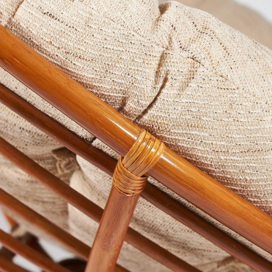 Кресло-качалка Папасан/Papasan (W 23/01 B) /с подушкой/ 115х78х104см, коньячный, ткань старт фото 4