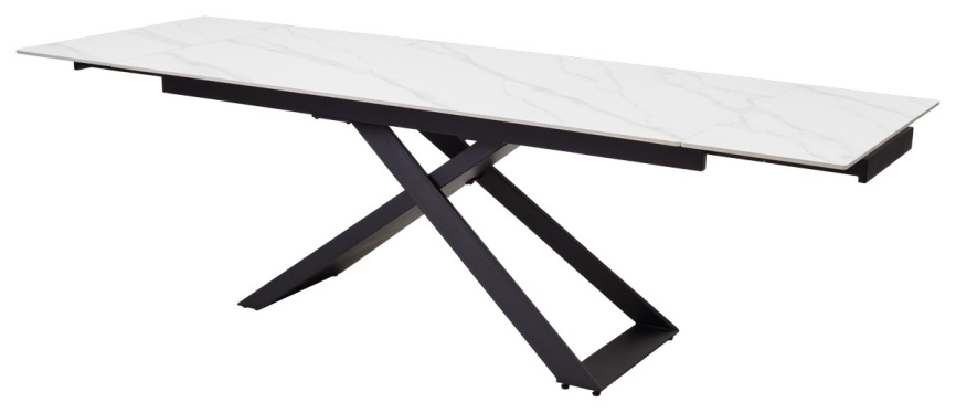 Стол LIVORNO 180 MATT WHITE MARBLE SOLID CERAMIC / BLACK, ®DISAUR фото 2