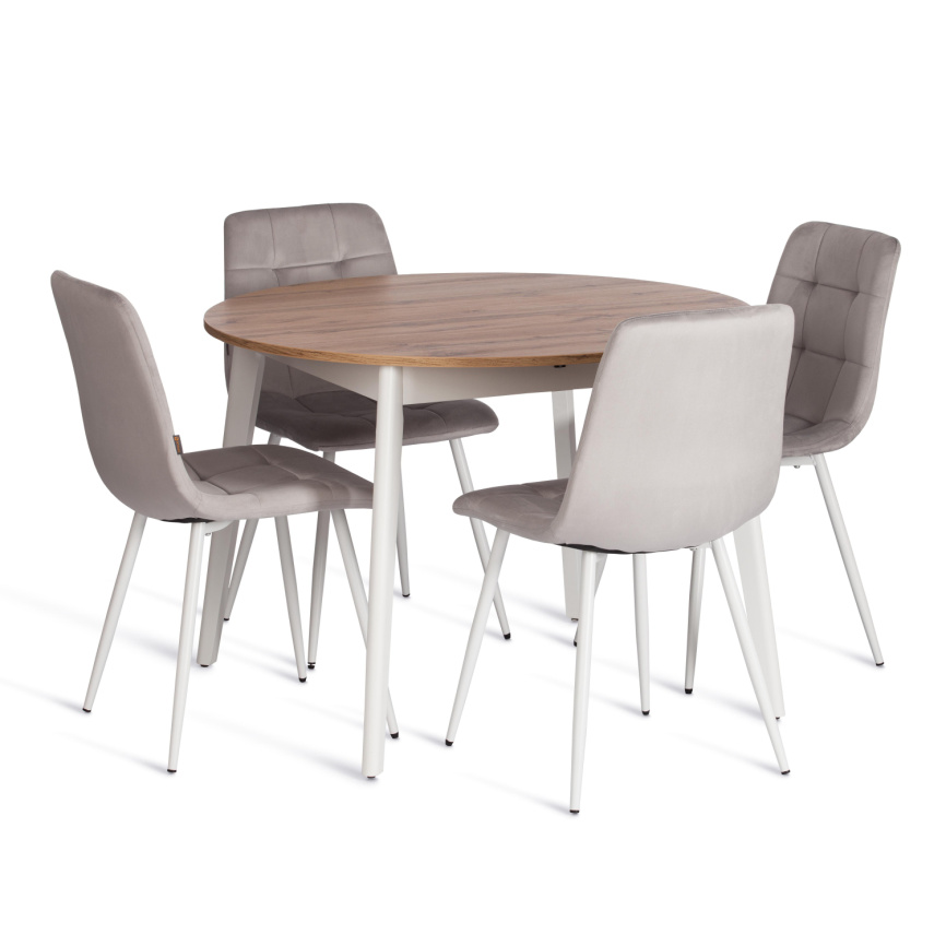 Стул CHILLY (mod. JSC-220) Велюр/металл , 44,5х52,5х88 см, Light grey (светло-серый) HLR14 / белый фото 9