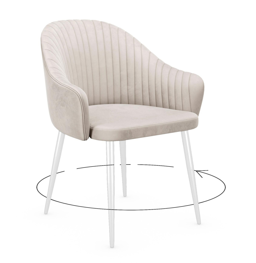 Стул DikLine 439М поворотный, C103 крем, ножки белые фото 1