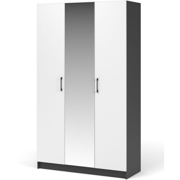 Шкаф «Чикаго» 3д (с зеркалом) MAX Антрацит/Белый фото 1