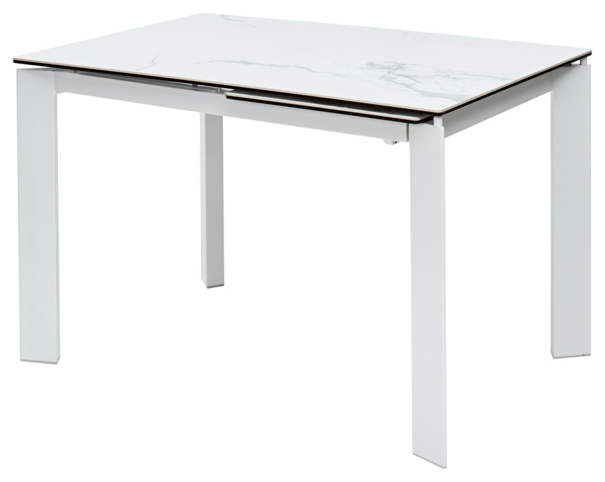 Стол CORNER 120 HIGH GLOSS STATUARIO керамика, стекло/ белый каркас, ®DISAUR фото 1