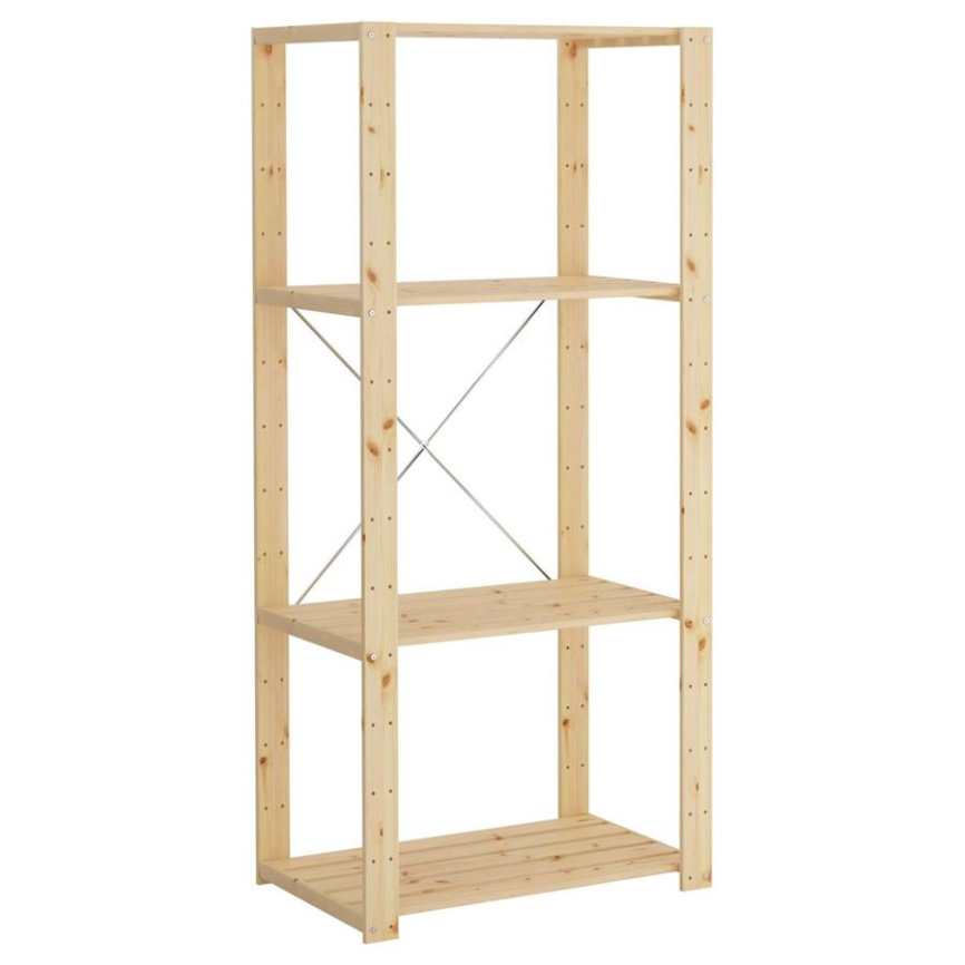 Стеллаж Хей с полками из реек (натуральный) 120х78х50 фото 1
